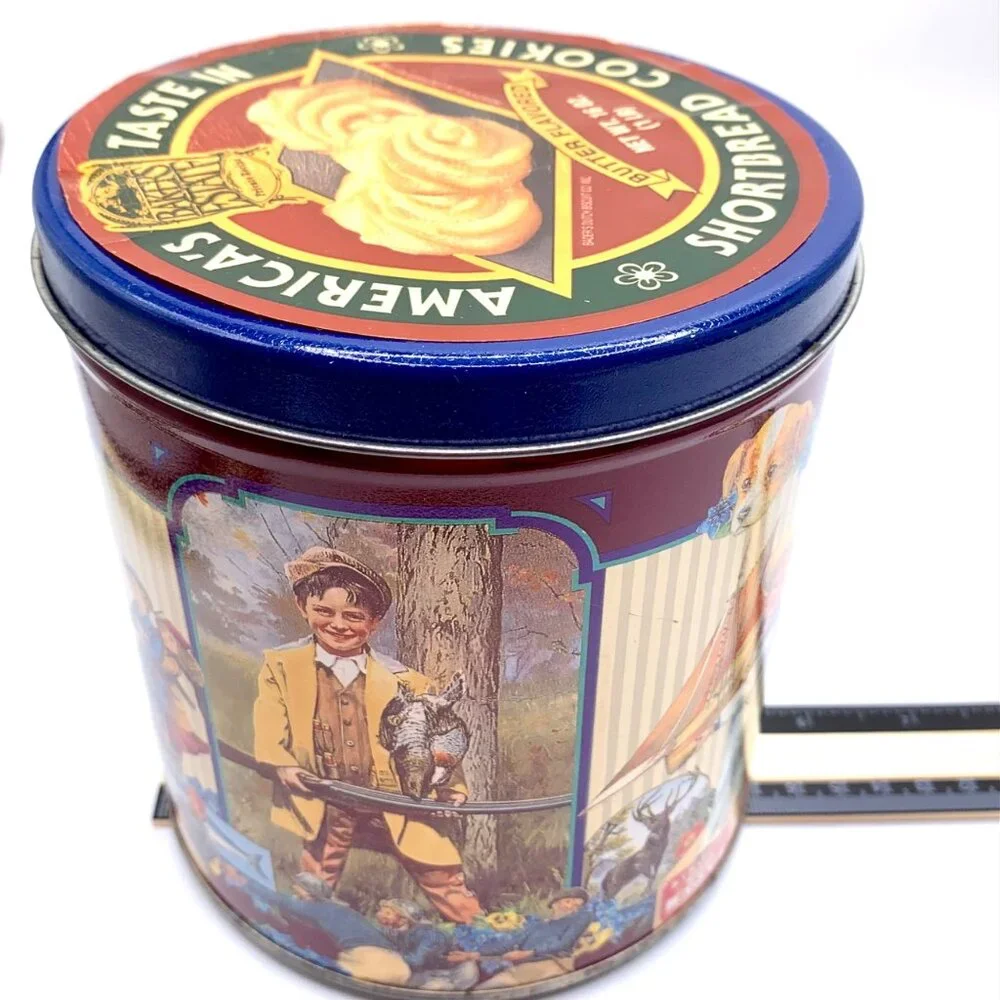 Baker's Estate Shortbread Cookies Food Tin Metal Storage Canister Victorian Chil
